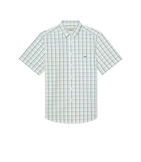 R.M Williams Men's S/S Hervey shirt in White/Blue/Green