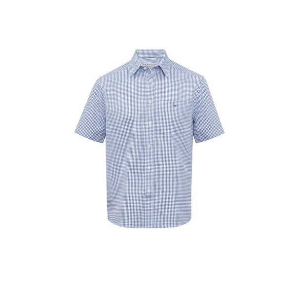 R.M Williams Men's S/S Hervey Shirt in Blue/White
