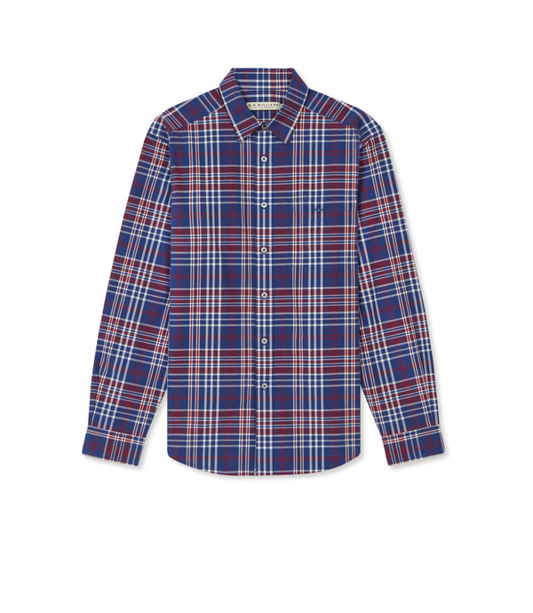 R.M Williams Men's Collins Check Shirt in Navy/Red