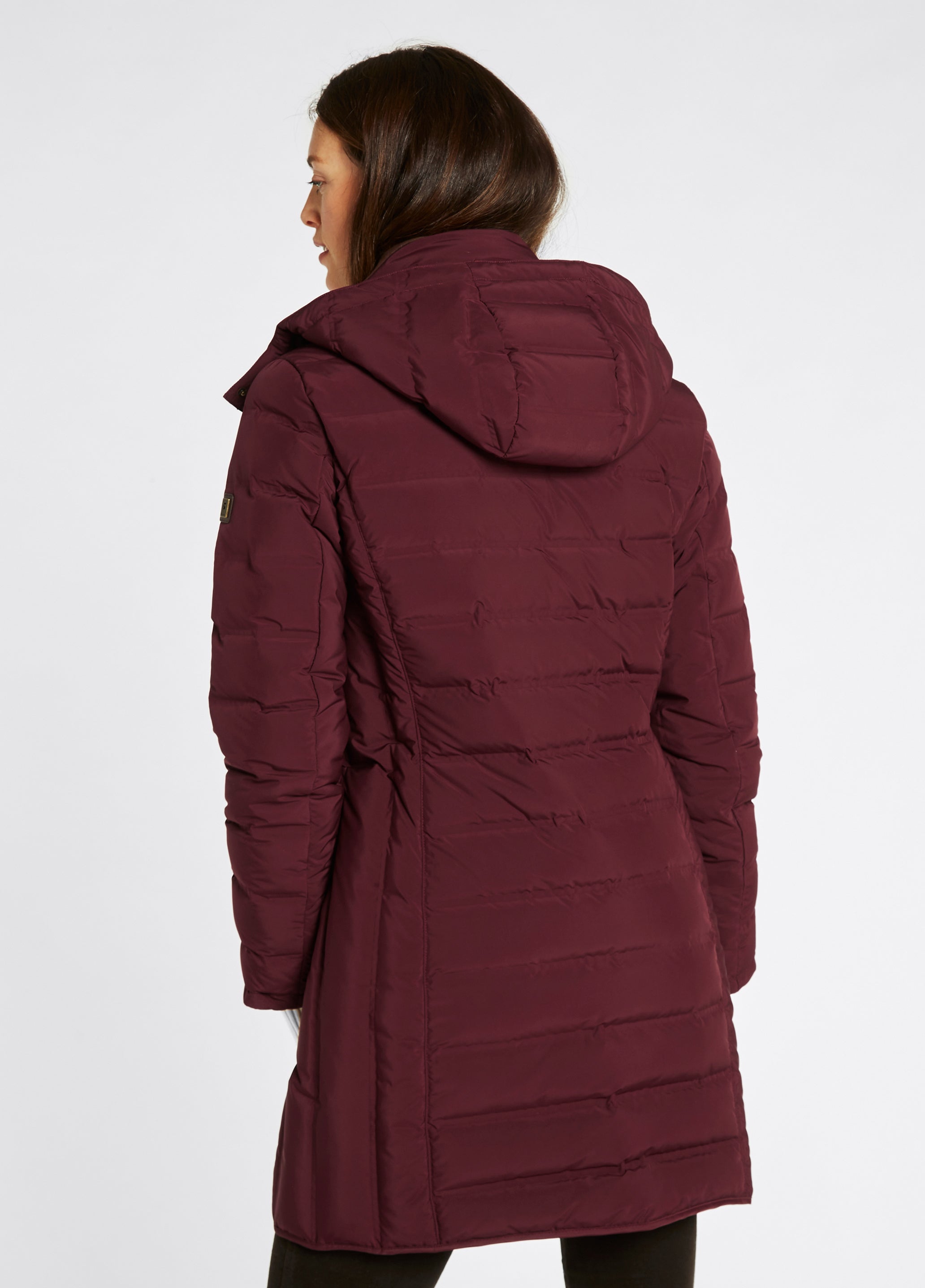 Dubarry Ladies Ballybrophy Three-Quarter Length Down Filled Coat in Oxblood