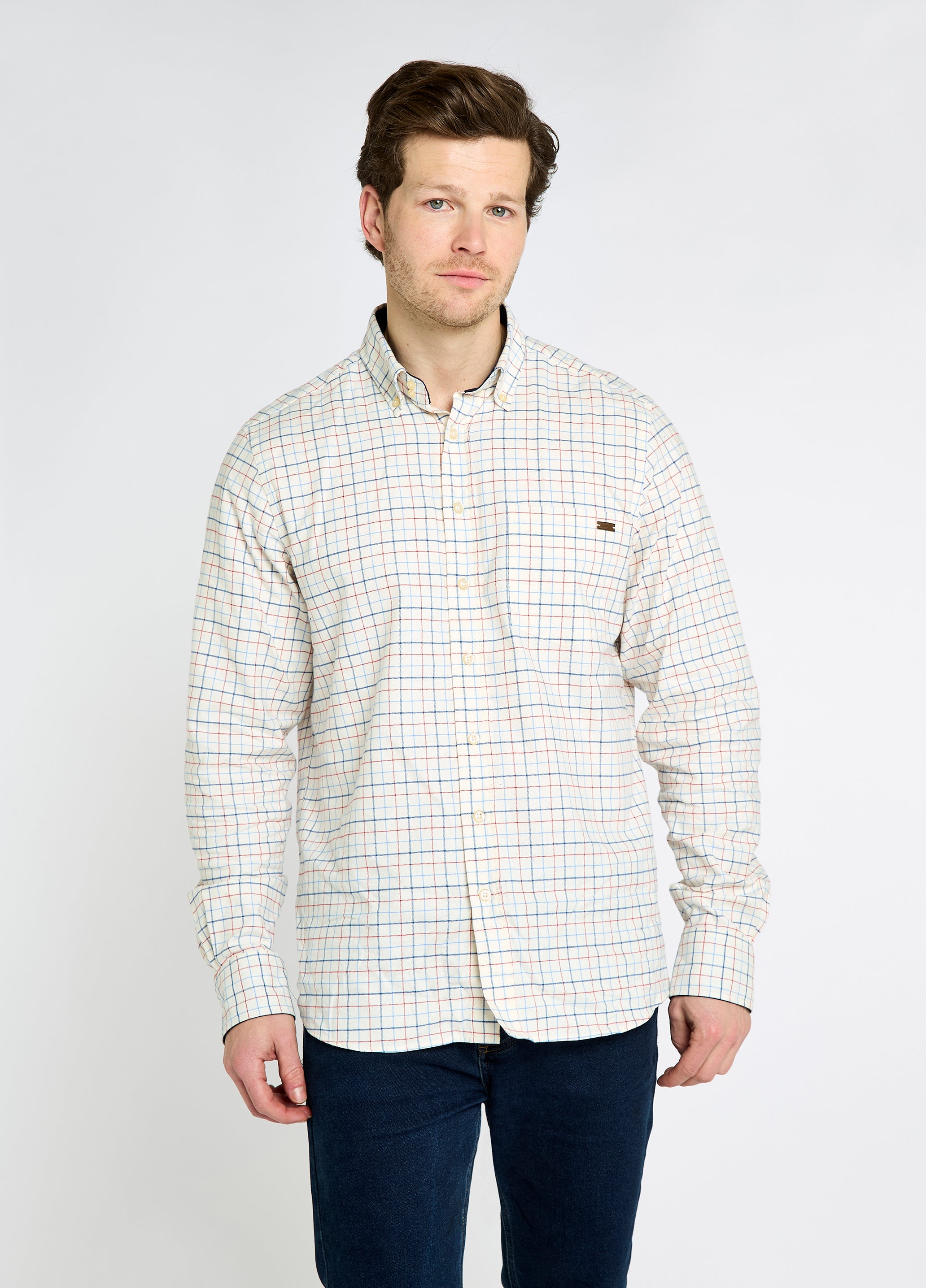Dubarry Men's Drumcar Tattersall Check Shirt in Indigo