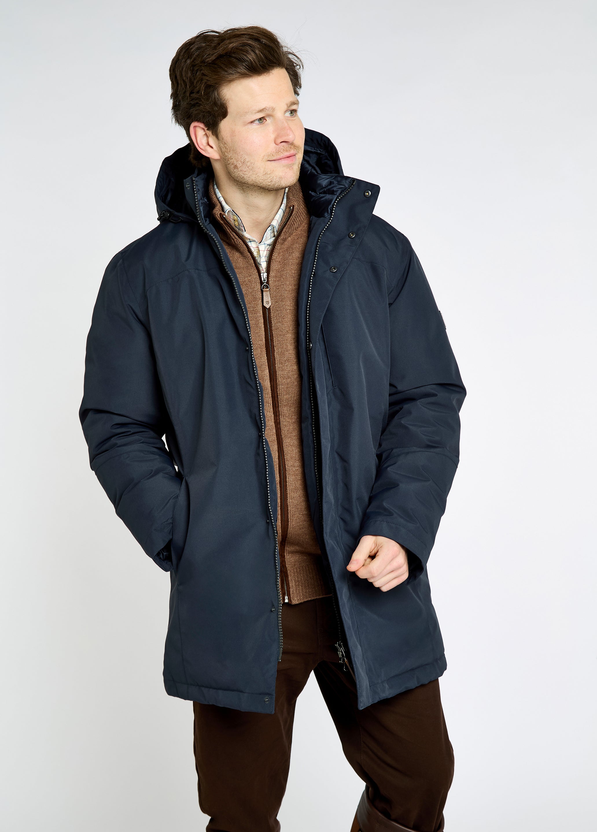 Dubarry Men's Swiftsheath Hooded Down Parka in Navy