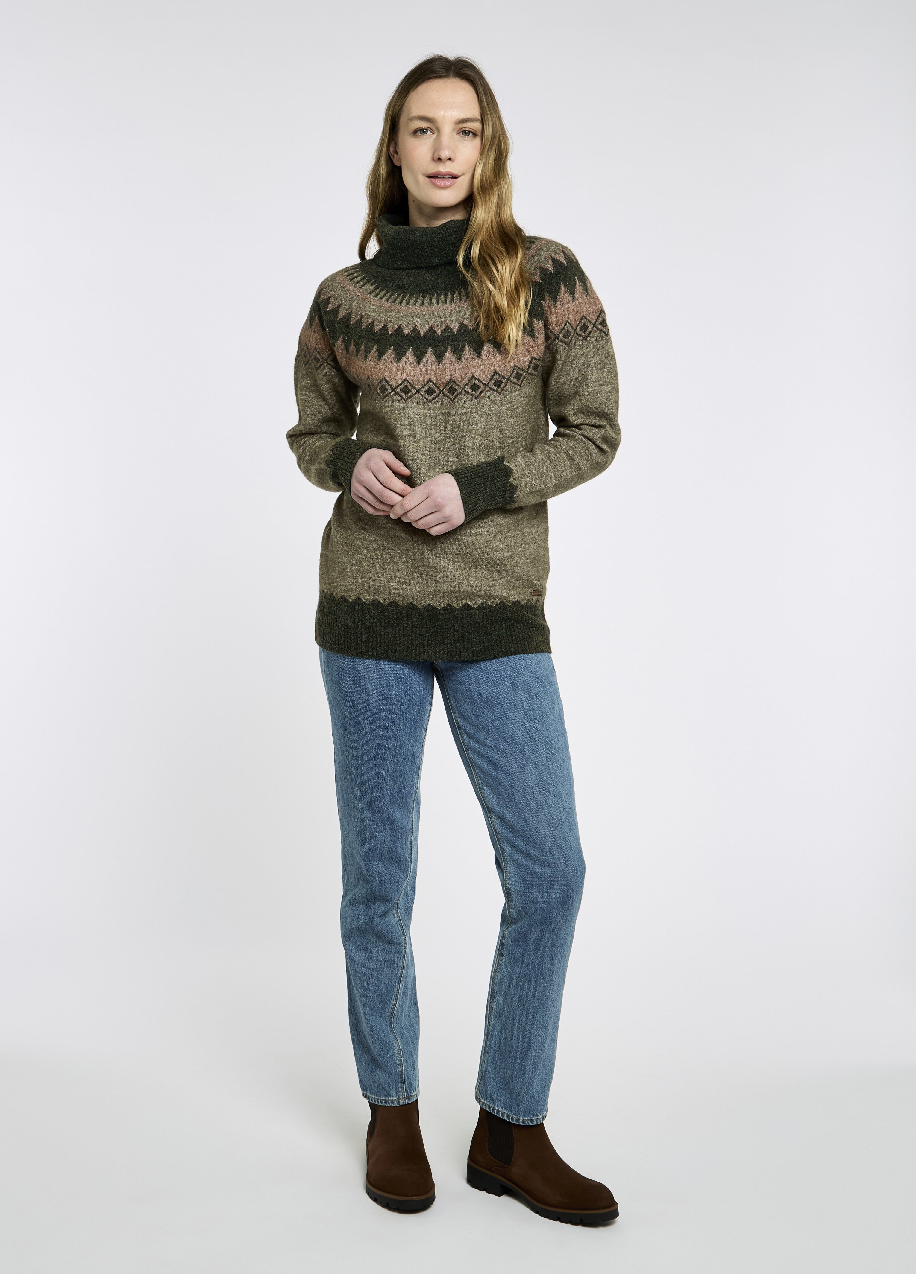 Dubarry Ladies Devlin Fairisle Knit in Olive
