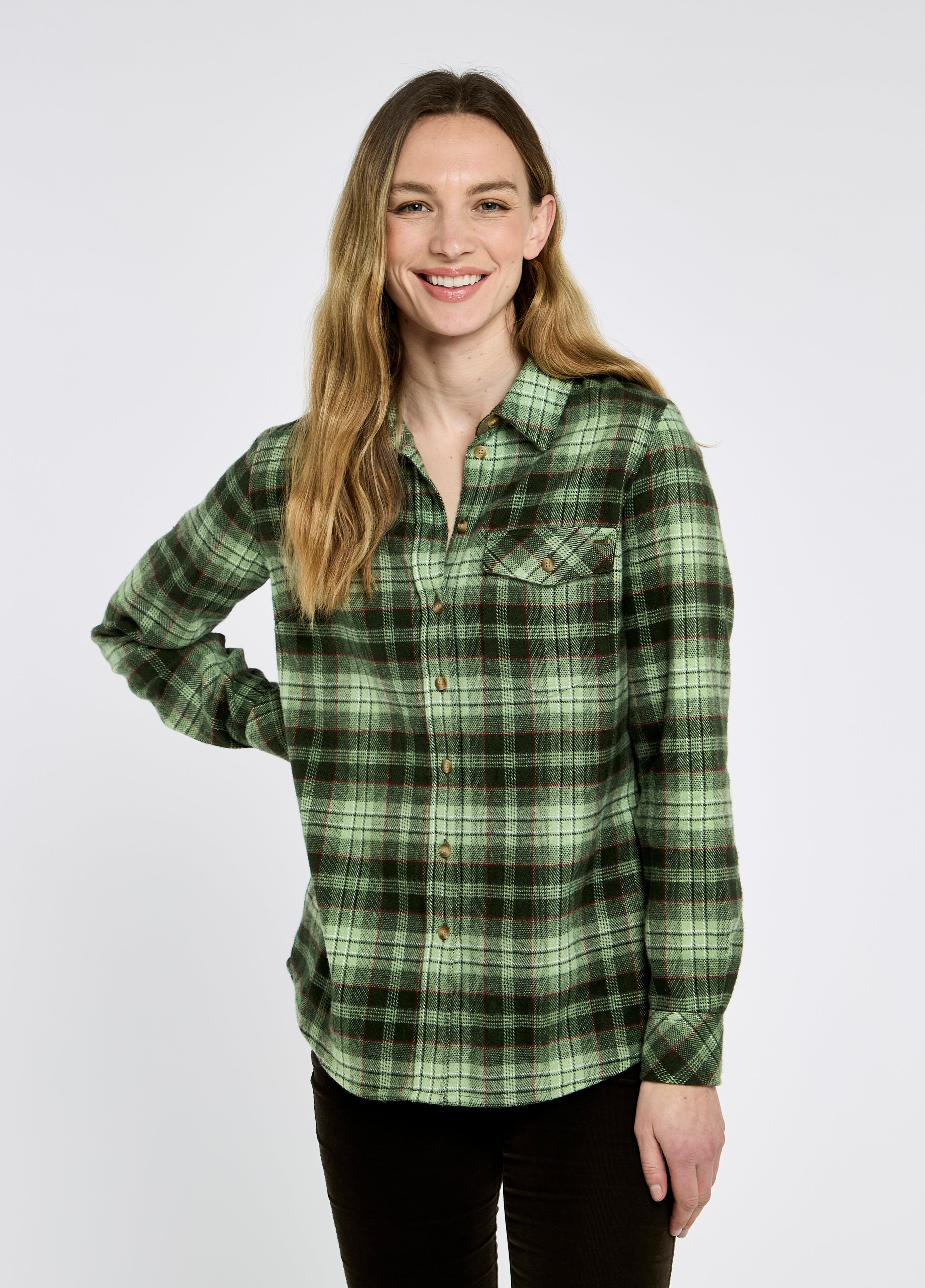 Dubarry Ladies Wildprivet Check Shirt in Olive