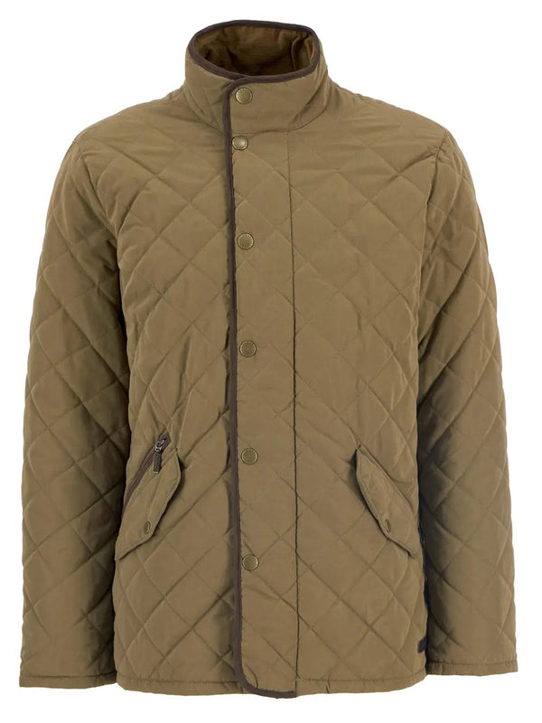 Barbour Men's Shoveler Waterproof Quilted Jacket in Clay