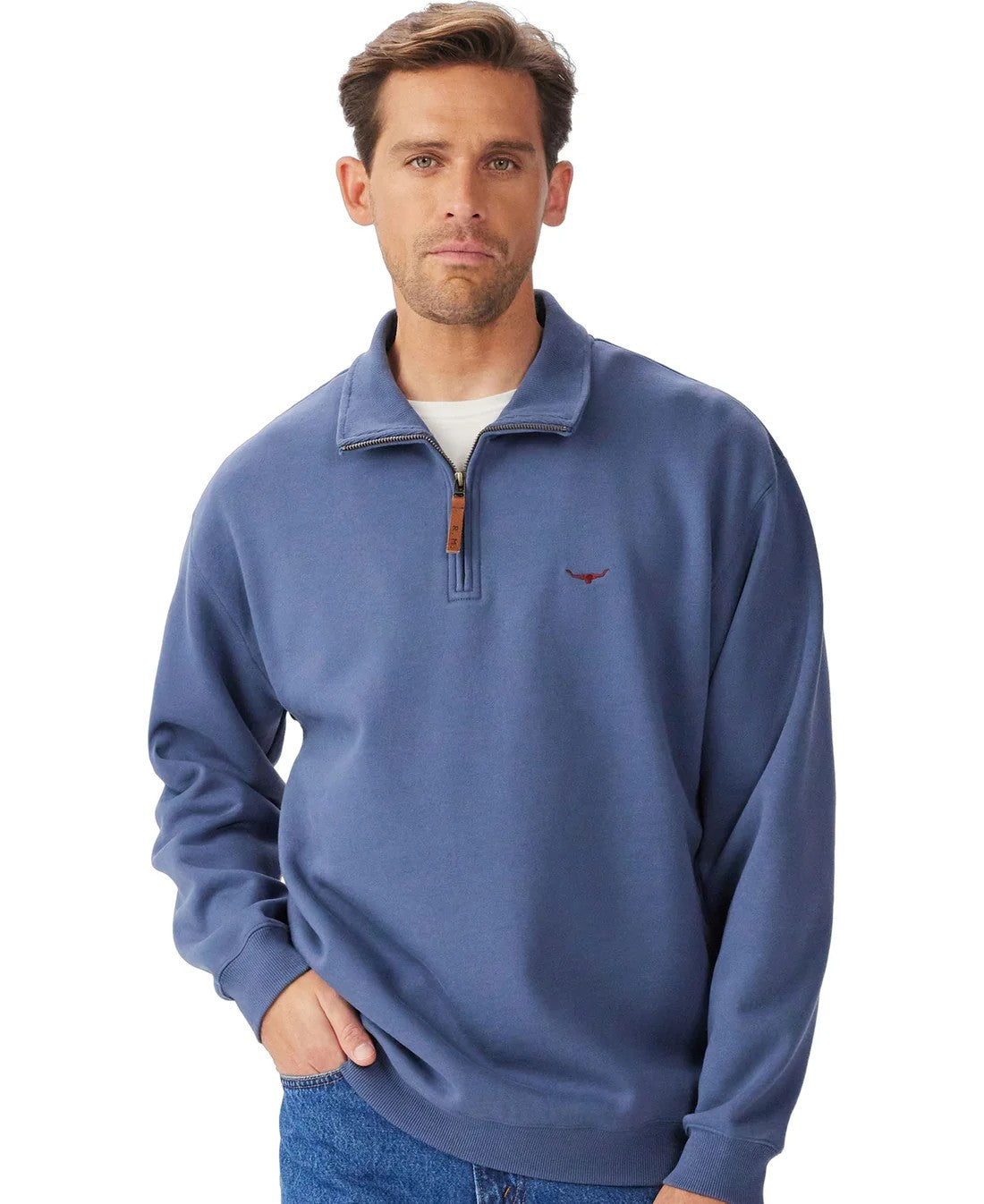 R.M Williams Men's Mulyungarie Fleece Top in Blue