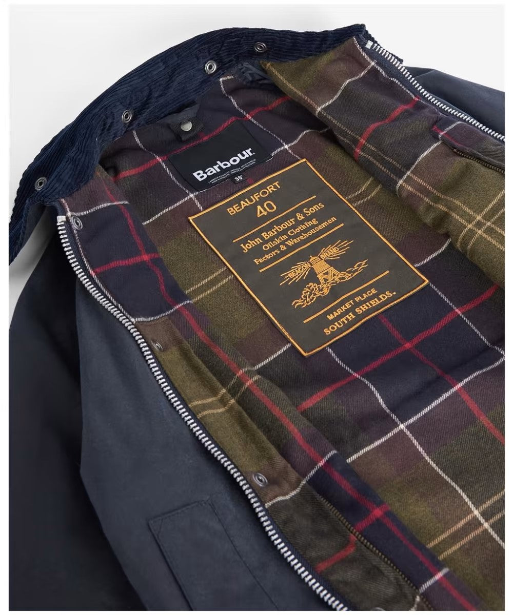 Barbour 40th Anniversary Beaufort Waxed Jacket in Navy