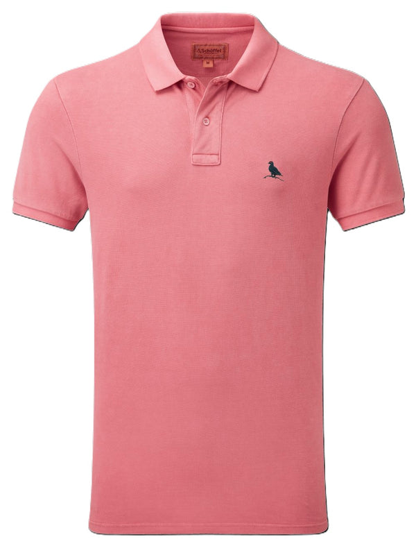 Schoffel Men's St Ives Garment Dyed Polo Shirt in Coral