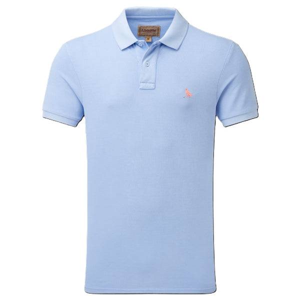 Schoffel Men's St Ives Garment Dyed Polo Shirt in Pale Blue