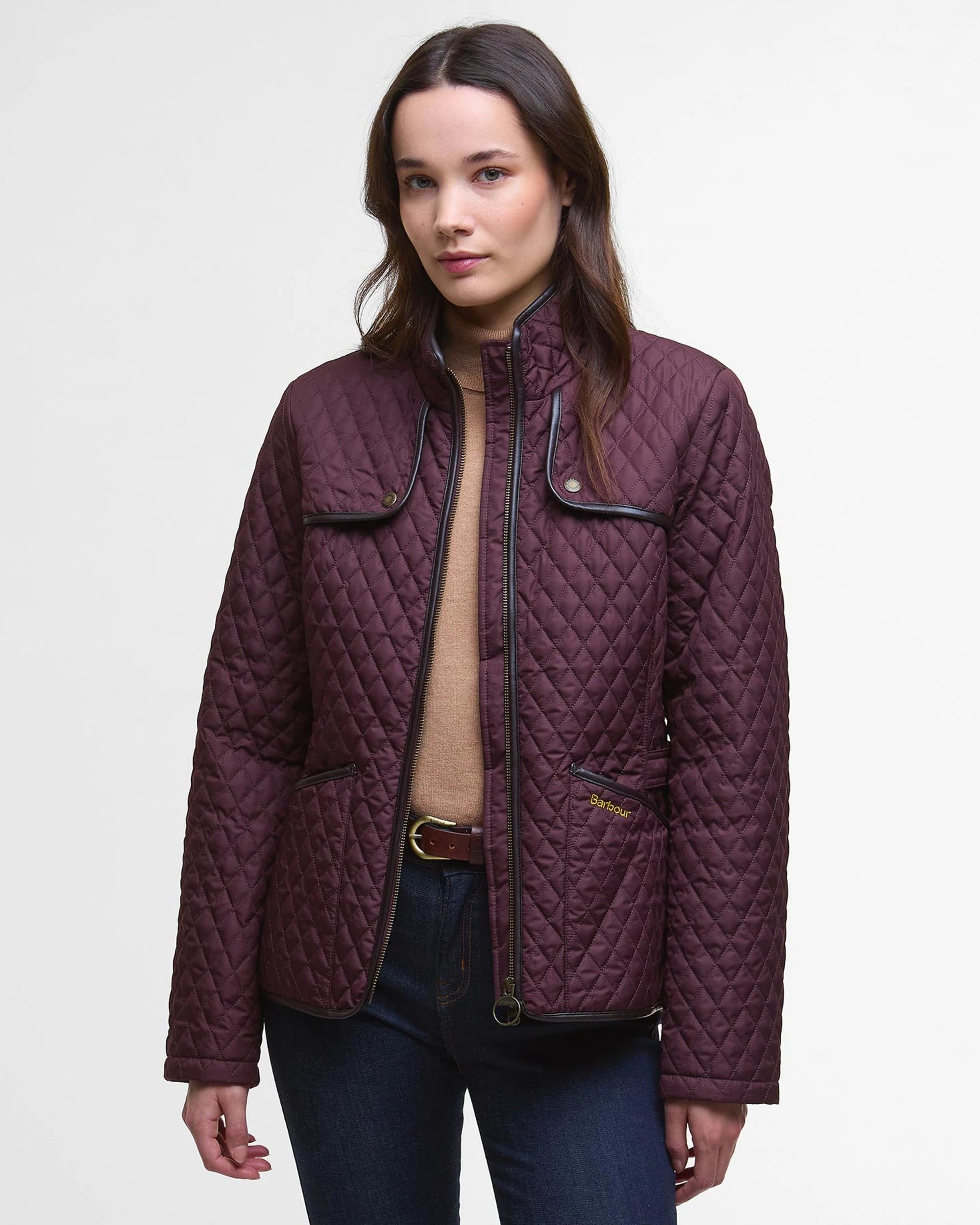 Barbour Ladies Dahlia Quilted Jacket in Black Cherry