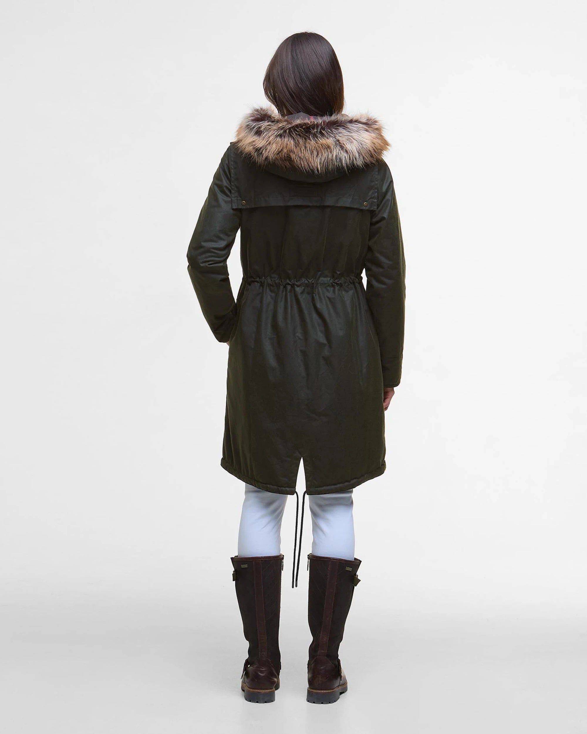 Barbour Ladies Durham City Waxed Parka in Fern