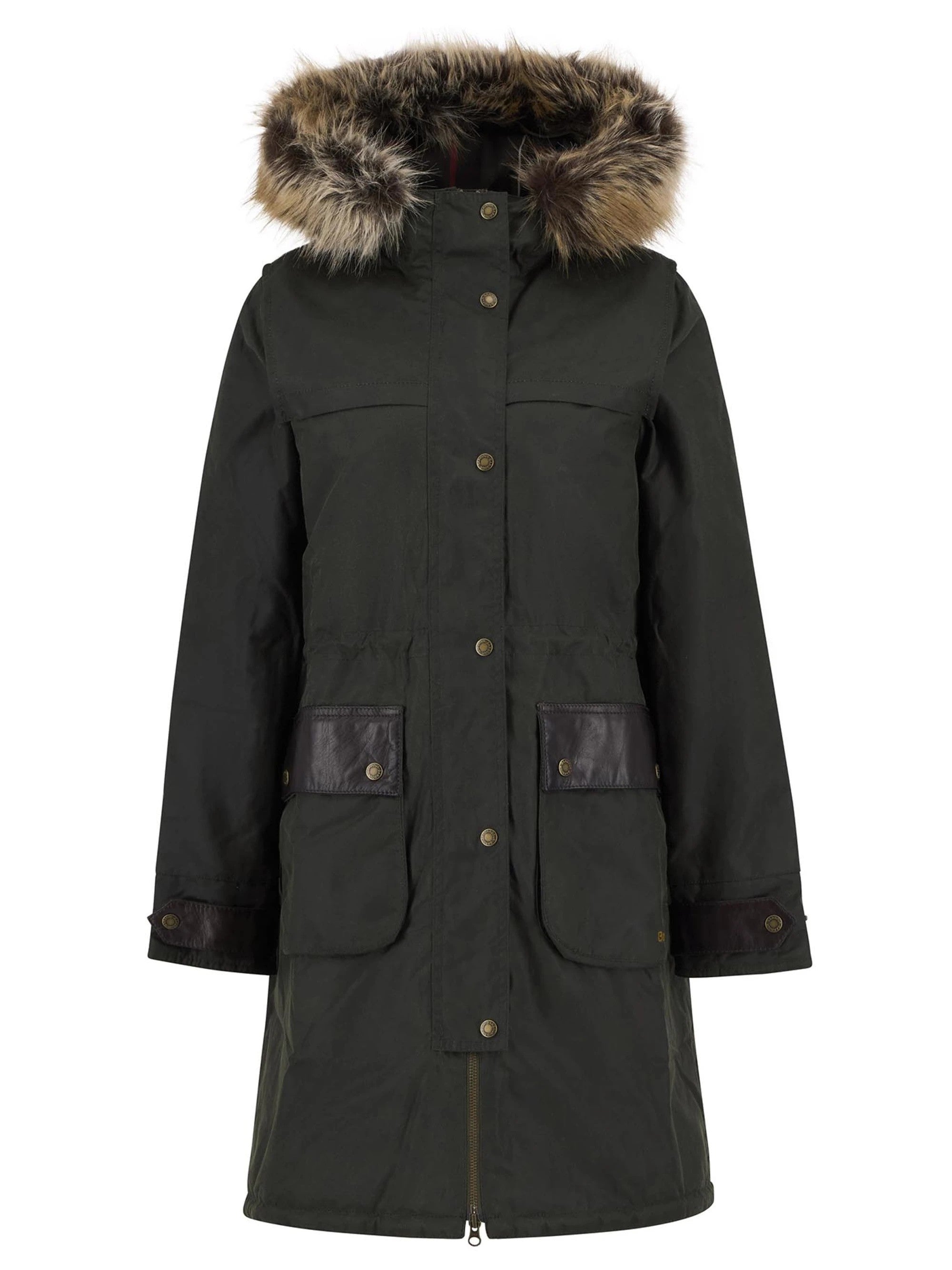 Barbour Ladies Durham City Waxed Parka in Fern