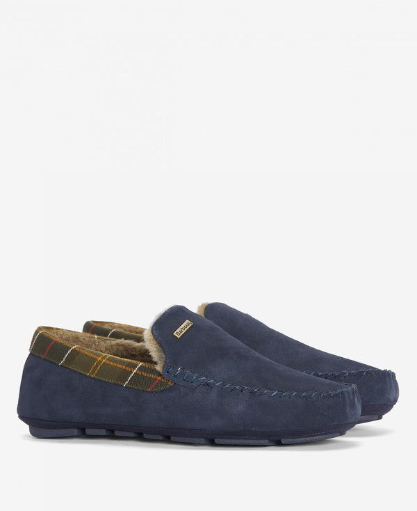Barbour Men's Monty Slippers in Navy Suede