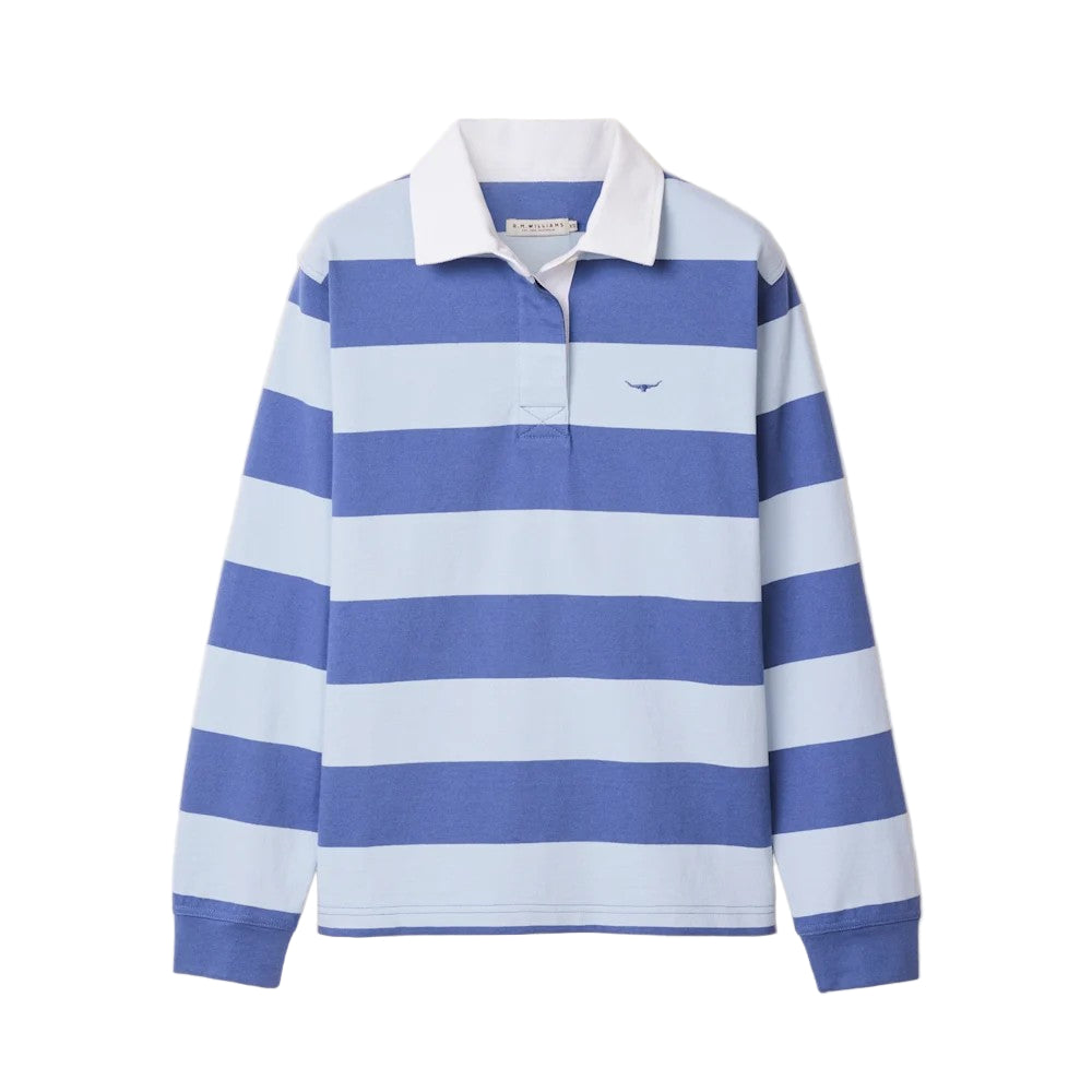 R.M Williams Ladies Narran Stripe Rugby Shirt in Blue