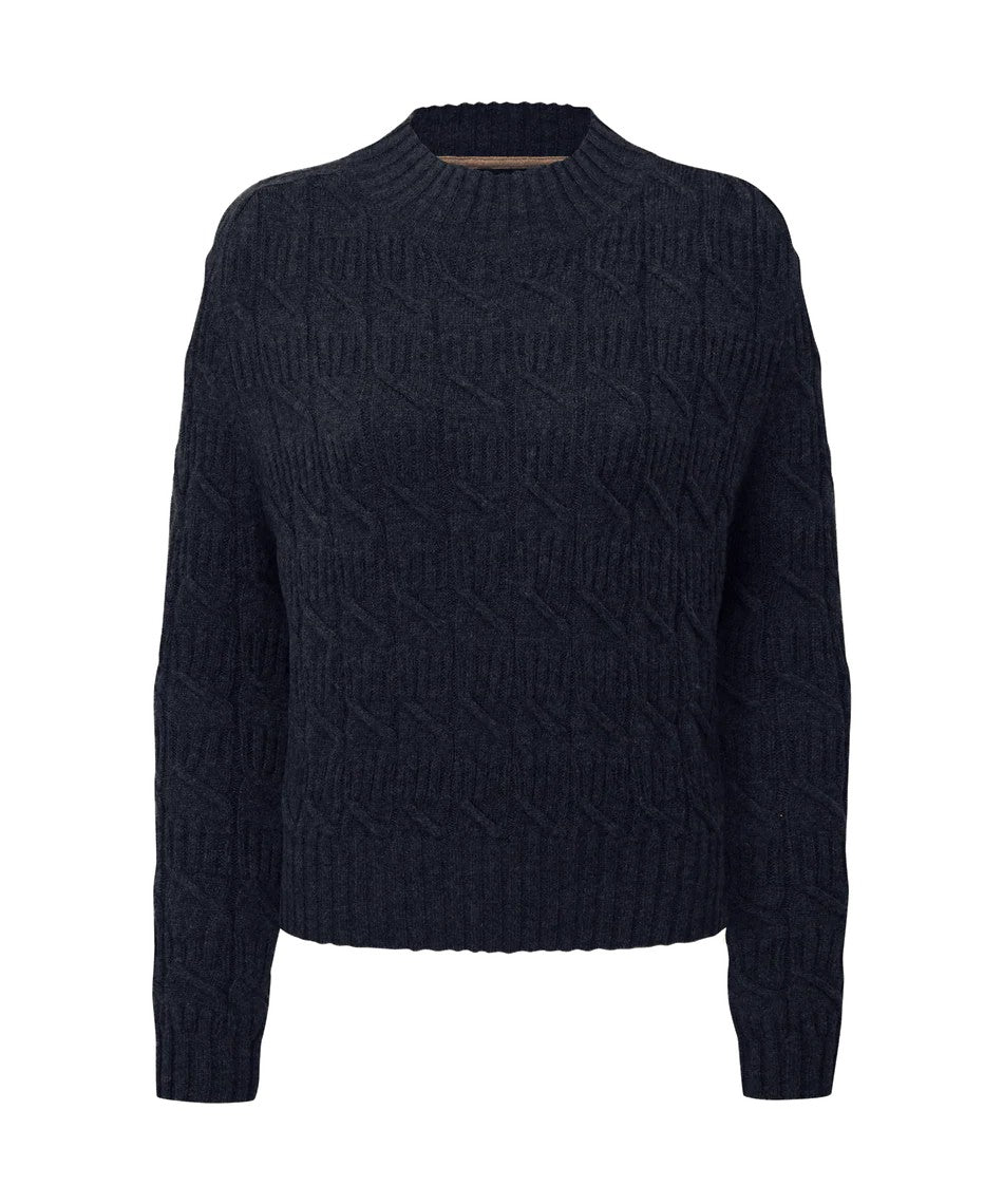 Schoffel Ladies Sandsend Cable Jumper in Navy