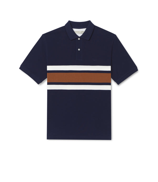 R.M Williams Men's Rod Polo Shirt in Blue/Brown/White