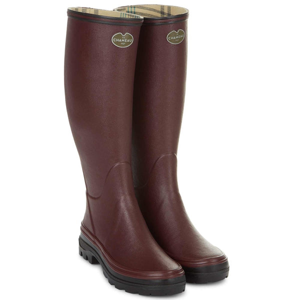 Le Chameau Ladies Giverny Jersey Lined Wellington Boots in Cherry